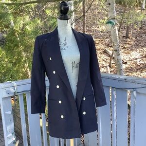 Selftridges Vintage Wool, Navy Blue Double-Breast Academia Blazer Jacket